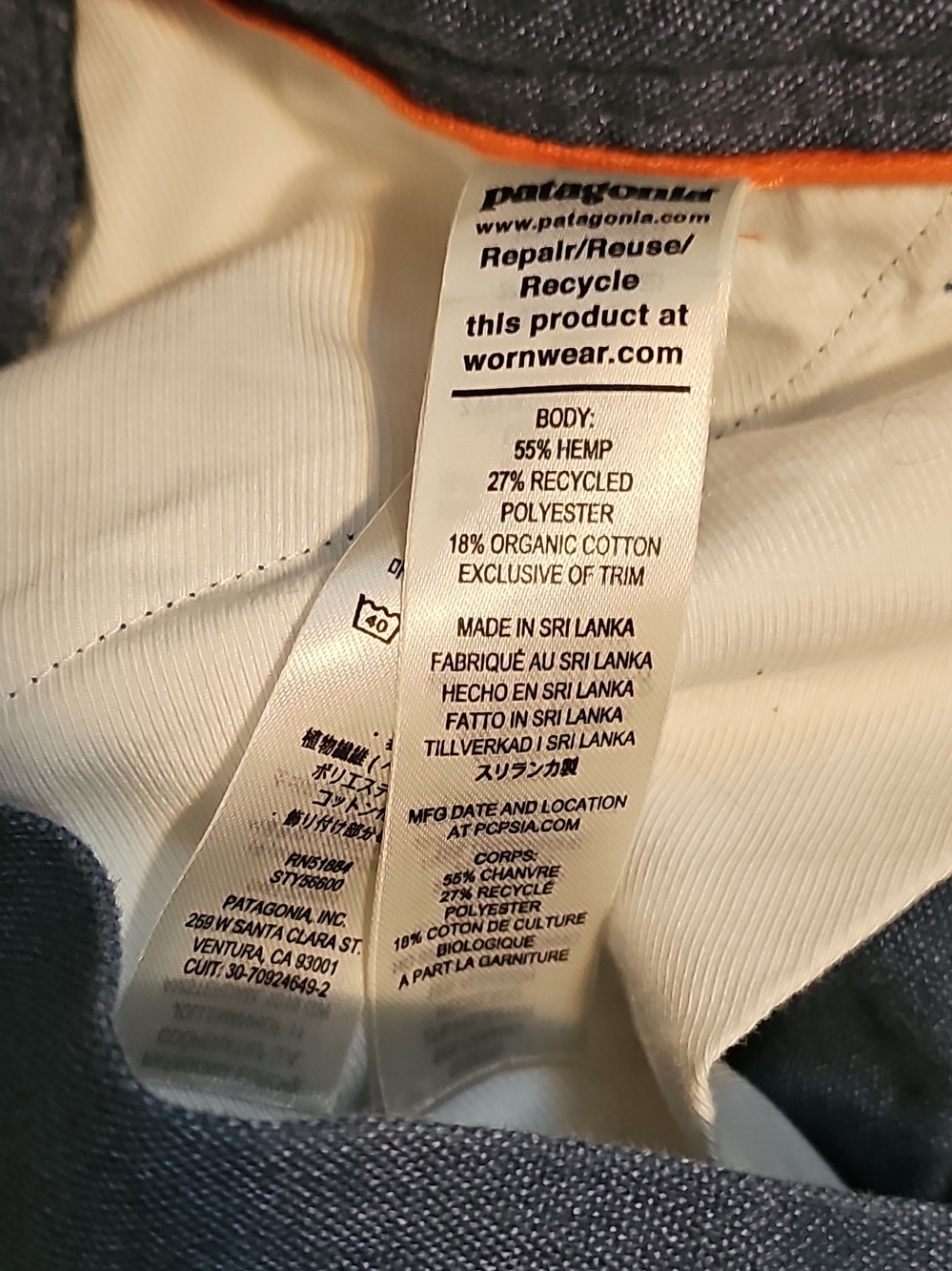 Patagonia Women's Blue Hemp Blend Double Knee Work Pants - Picture 5 of 9